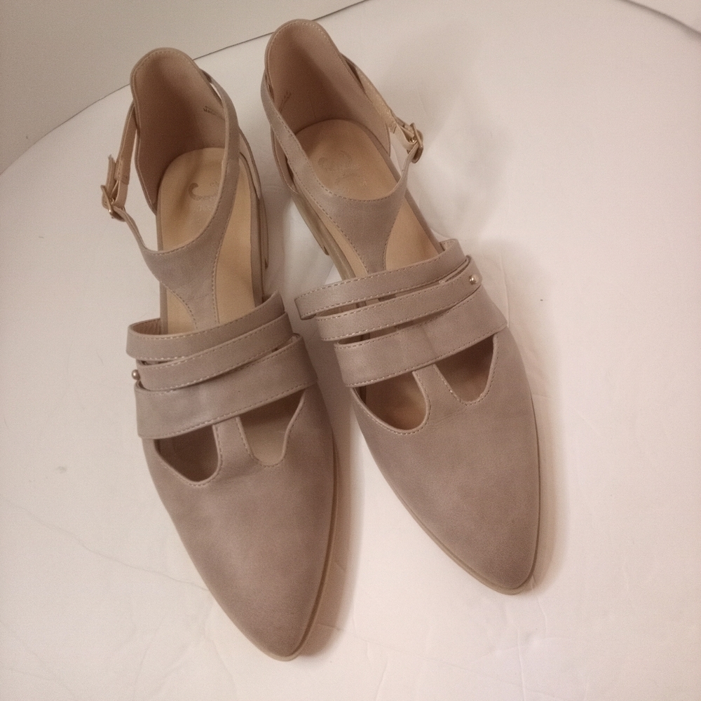 Journee Collection Taupe Pointed Toe Slingback Sandals - Picture 7 of 7